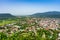 Panoramic view of Khust city from Khust castle in Khust, Ukraine