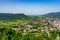 Panoramic view of Khust city from Khust castle in Khust, Ukraine