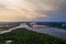 Panoramic view of Kiev city with the Dnieper River in the middle. Aerial view