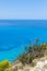 Panoramic view of Kokkinos Vrachos Beach with blue waters, Lefkada, Greece