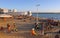 Panoramic view of La Caleta Beach, Costa de la Luz, Cadiz, Andalusia, Spain