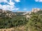 Panoramic view of La Pedriza on the southern slope of the Sierra de Guadarrama in the community of Madrid