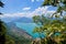 A panoramic view on the Lake Annecy from mont Veyrier to mont Baron hiking track, France