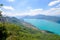 A panoramic view on the Lake Annecy from mont Veyrier to mont Baron hiking track, France