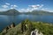 Panoramic view of Lake Como from the castle of Vezio_the promontory of Bellagio
