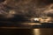 Panoramic view of lake in Dobrogea at sunrise, Romania