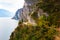 Panoramic view on Lake Garda. Old Ponale Road Path, in autumn,  Lake Garda North, Trentino, Trentino-Alto Adige, Italy