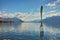 Panoramic view of Lake Geneva from town of Vevey, Switzerland