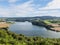 Panoramic view of Lake Huelgoat in Brittany, France. Around the