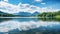 Panoramic View of a Lake with Mountains in the Distance