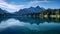 Panoramic View of a Lake with Mountains in the Distance