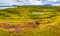 Panoramic view of lake Myvatn and pseudo craters aka volcanic ne