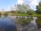 Panoramic view of lake near Saon Monastery, Tulcea