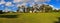 Panoramic view of a lake a park in broadmeadows Melbourne Victoria surrounded by lush green trees