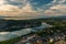 Panoramic view of Lake Shkodra in sunset. Albania