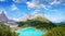 Panoramic view of Lake Sorapiss, faboulous landscape of Dolomite