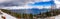 Panoramic view of Lake Tahoe on a stormy day, Sierra mountains, California
