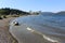 A panoramic view of Lake Whatcom and Sudden Valley beach