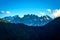 Panoramic view of the Latema massif near Tiers in South Tyrol on a beautiful bright autumn day in Italy