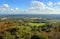 Panoramic View from Leith Hill across the South Downs to Brighton, UK.