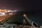 Panoramic view of the Lido di Termoli with trabucco in the evening