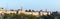 Panoramic view in the light of the sunset on the walls of the old city near the Tower of David in Jerusalem, Israel