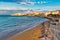 Panoramic view of little town of Vieste in summer in Apulia south of Italy cityscape of Vieste coastal town in Gargano National