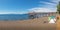 Panoramic view of Llanquihue Lake beach and Frutillar Pier - Frutillar, Chile