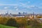 Panoramic view of London cityscape seen from Greenwich