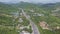 Panoramic View Long Road Stretches among Tropical Nature