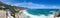 A panoramic view looking down on the beautiful white sand beaches of clifton in the capetown area of south africa.