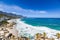 A panoramic view looking down on the beautiful white sand beaches of clifton in the capetown area of south africa.2