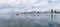 Panoramic view at the Luanda downtown, with cityscape skyline buildings, Luanda bay , Cabo Island and Port of Luanda, Luanda