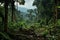 panoramic view of a lush forest contrasted with a deforested area