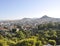 Panoramic view of Lykavittos Hil from Athens in Greece
