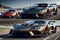 Panoramic View of Magnificent Sports Cars in Action on the Road. AI generated