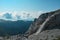 Panoramic view of majestic mountain peaks of Hochschwab massif, Styria, Austria. Idyllic hiking trail on high altitude