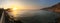 Panoramic view Makaha beach and `La Rosa Nautica`
