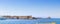 Panoramic view of Mandraki harbor and marina in the place of the Colossus of Rhodes. Mooring yachts and vessels.  Ancient