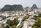 Panoramic view of the Marble Mountains, cluster of limestone hills with Buddhist grottoes