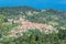 Panoramic view of Marciana village in Elba Island.