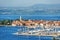 Panoramic view of Marina in the Adriatic Sea in Izola fishing village, Slovenia