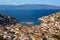 Panoramic view of Marina and the Hydra island, Aegean sea