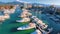 Panoramic view Marina and yacht club area in Puerto Vallarta near El Faro lighthouse with luxury hotels around