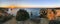 Panoramic view of the Marinha Beach at sunrise in Algarve, Portugal