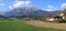 Panoramic view of the market town of Wattens against the Karwendel mountains. Wattens, state of Tyrol, Austria