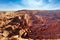 Panoramic view of the Mars Valley near San Pedro de Atacama against a blue dramatic blue sky.