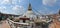 Panoramic view of the massive Boudhanath Stupa, located in the northeastern outskirts of Kathmandu, Nepal