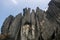 Panoramic view of massive and unusual karst rock outcrop known as Bhairaveshwara Shikhara located in Yana  Karnataka  India