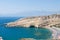 Panoramic view of Matala caves and Matala beach on Crete, Greece.